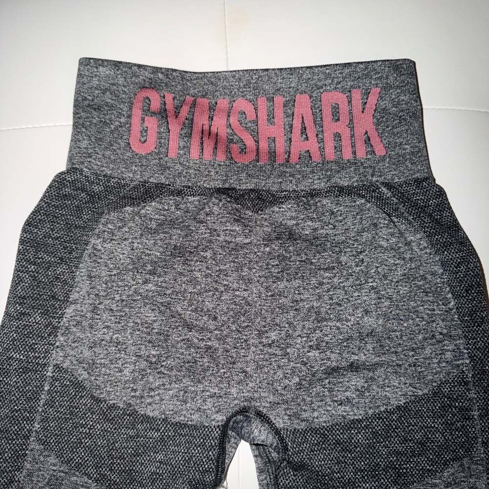 Gymshark Charcoal Leggings with Pink Logo